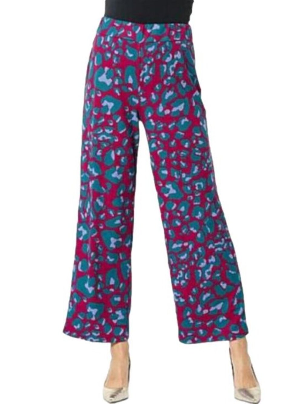 IMAN Global Chic Print Pull On Wide Leg Pant Leopard Berry 1X